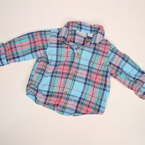 The Children’s Place Baby Plaid Button-Up Shirt – 0–3 Months, Long Sleeve, Multi